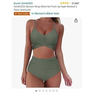 NWOT Suuksess Olive Green Wrap Bikini Set, Medium